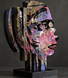 Slice portrait concept, sculpted from sincerx painted surfaces