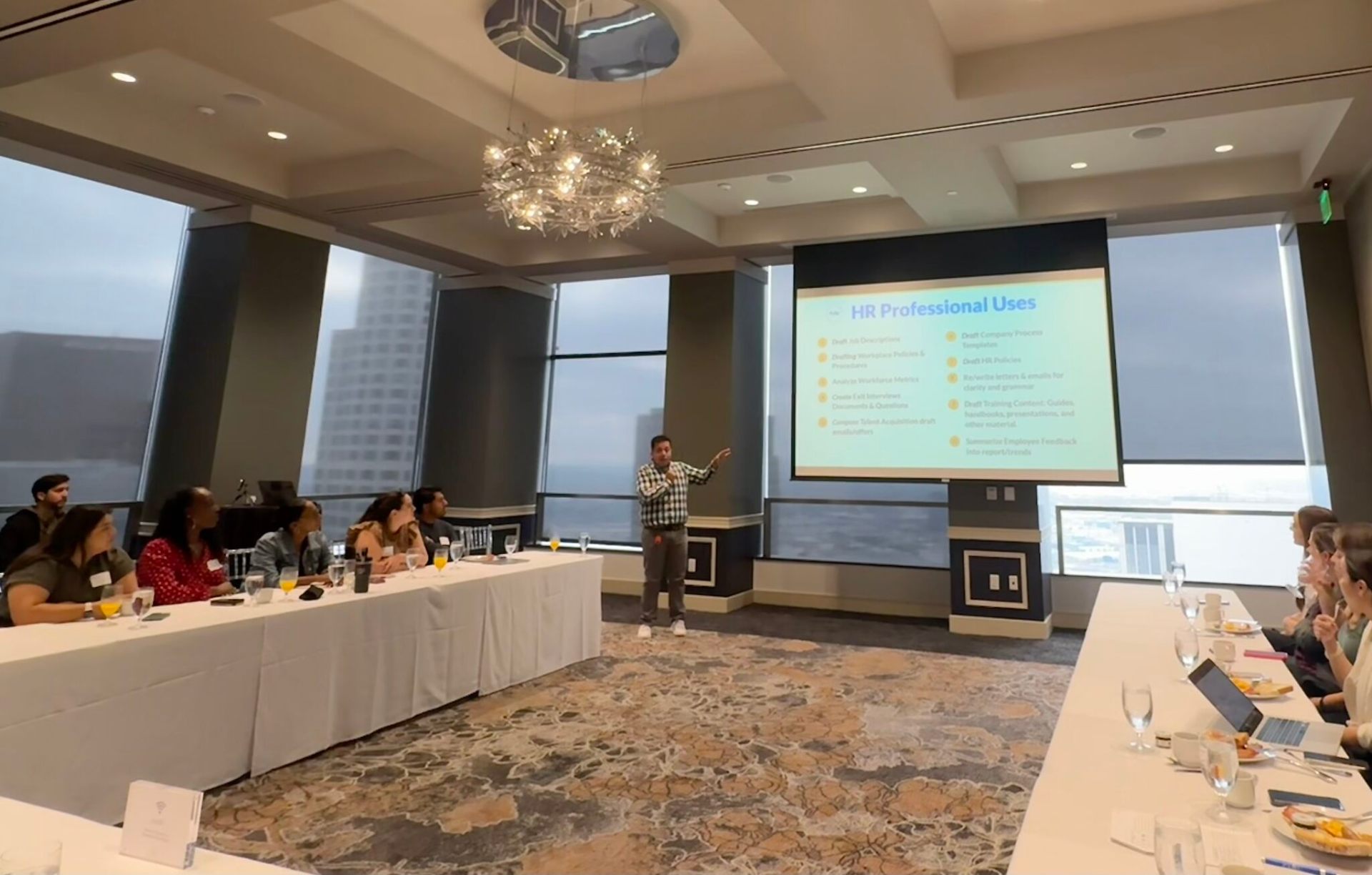 FixYourHR talk in a downtown conference room