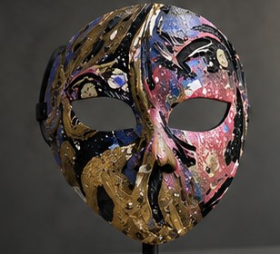 Wearable mask concept, sculpted from sincerx painted surfaces