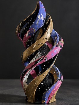 Spiral form concept, sculpted from sincerx painted surfaces