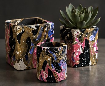 Planters concept, sculpted from sincerx painted surfaces