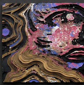 Topographic layers concept, sculpted from sincerx painted surfaces